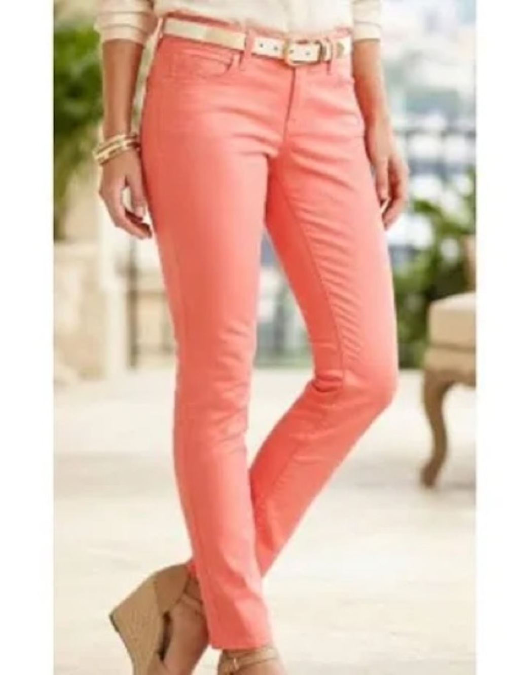 Lilly Pulitzer Worth Straight Jeans in a vibrant coral-orange hue size 2